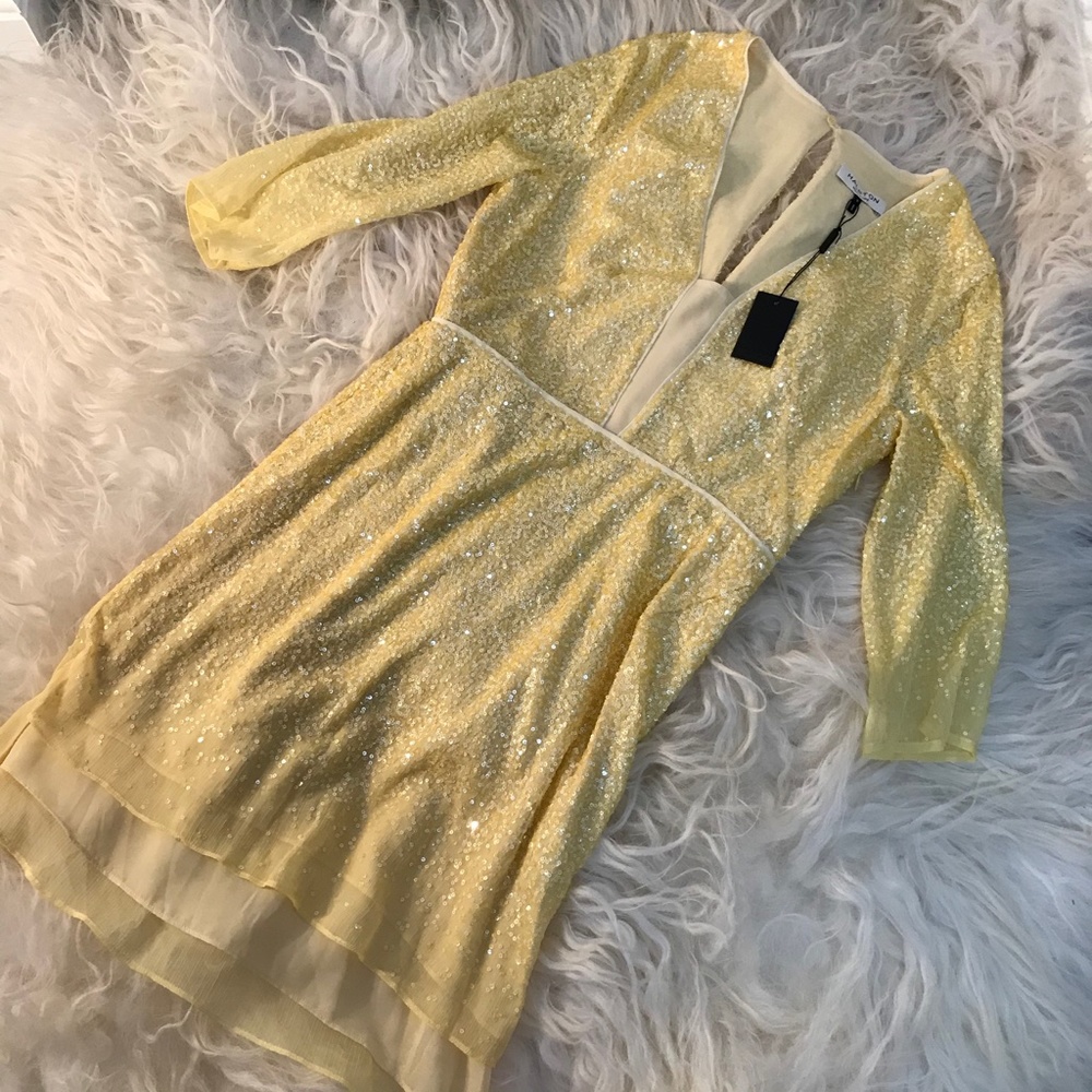 HALSTON HERITAGE Sequined Caftan Party Mini Dress - Picture 2 of 8